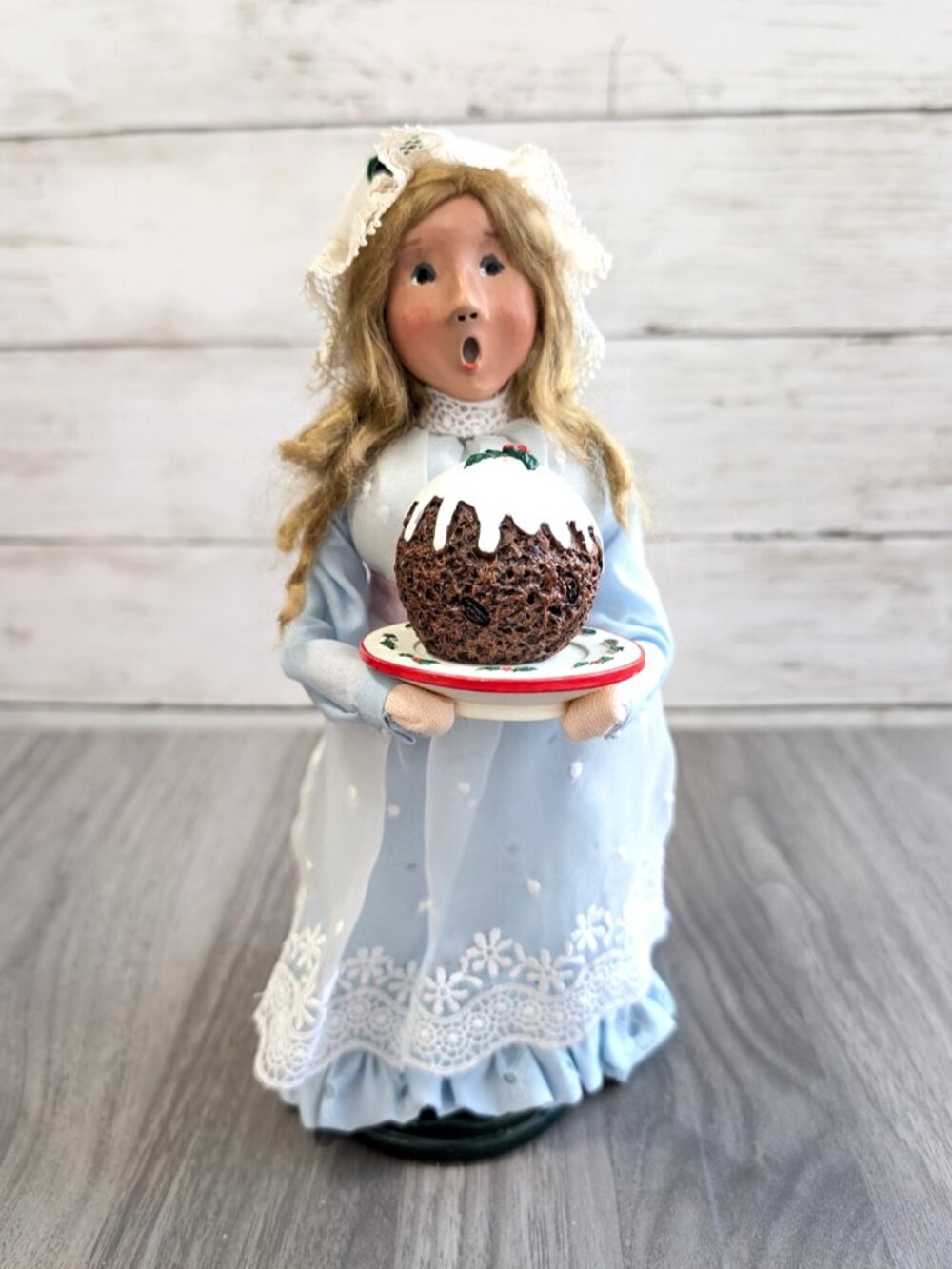 Byers' Choice Girl With Plum Pudding Victorian Caroler